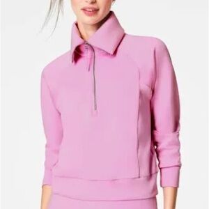 SPANX Women's Pink Half-Zip Sweatshirt